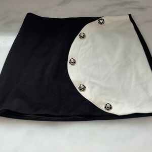 Corey Lynn Calter Black and White Mini Skirt with Floral Buttons